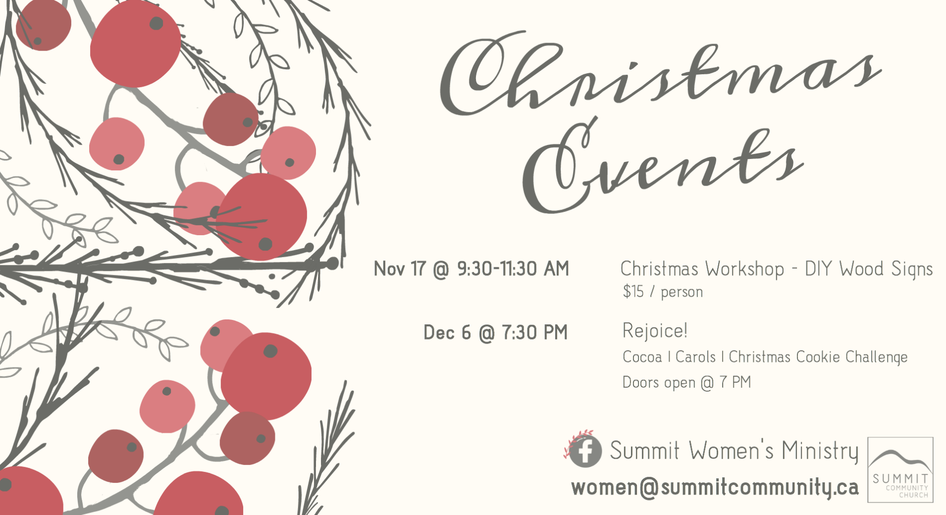 Women's Christmas Events Card 2018
